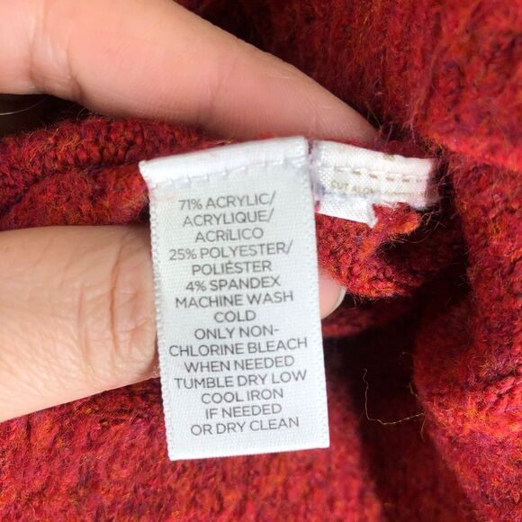 LOFT Soft Fuzzy Crimson Red Knit Crewneck Sweater Sz XS - Picture 4 of 6